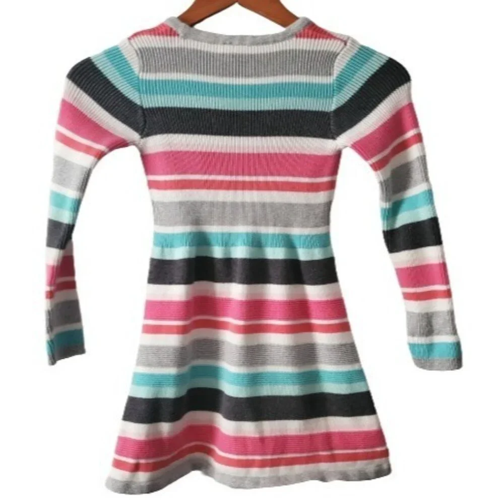 Gymboree Little Girls Long Sleeve Multicolor Striped Knit Sweater‎ Dress Size 7